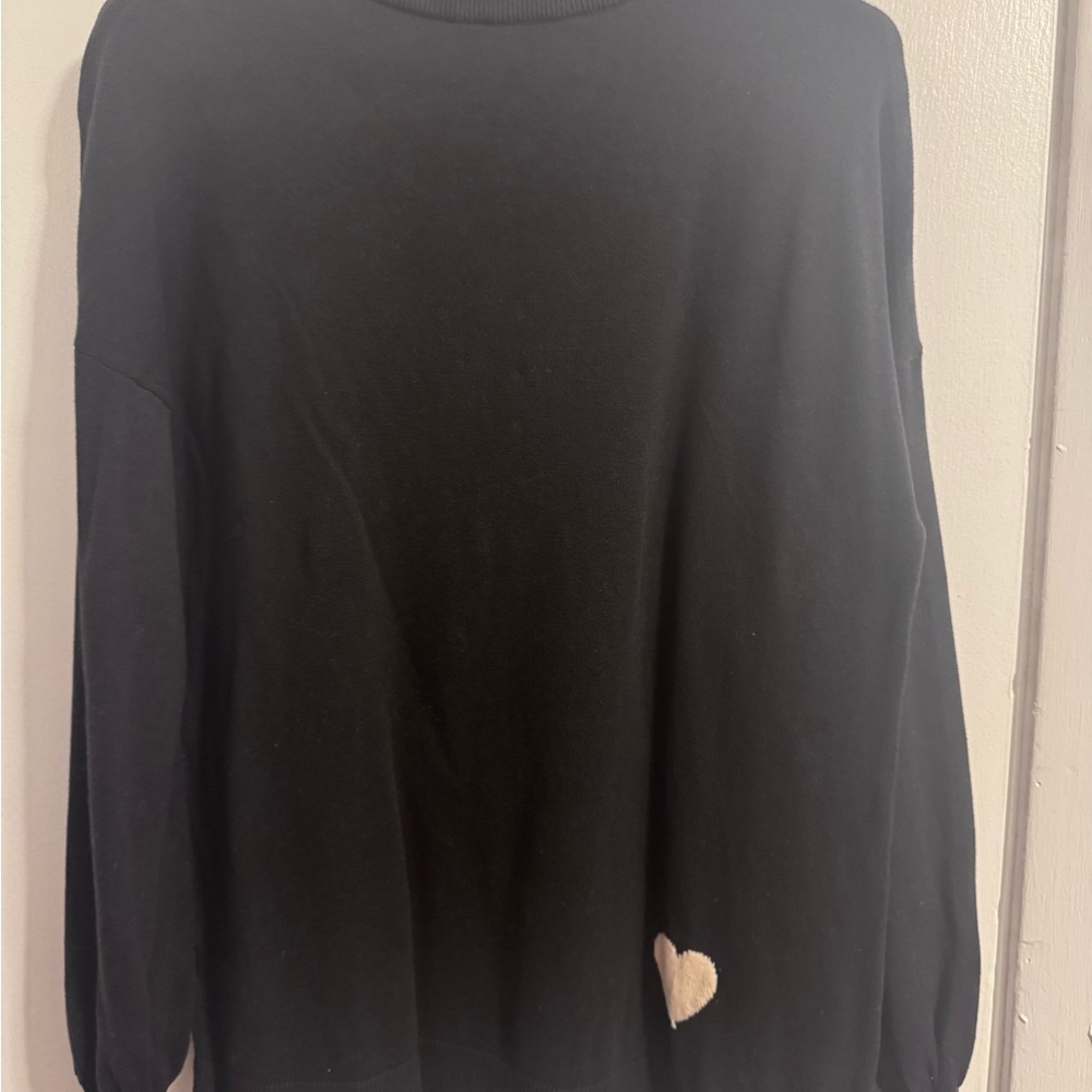Belle by Kim Gravel Black Sweater with Cream Hearts - Picture 2 of 3